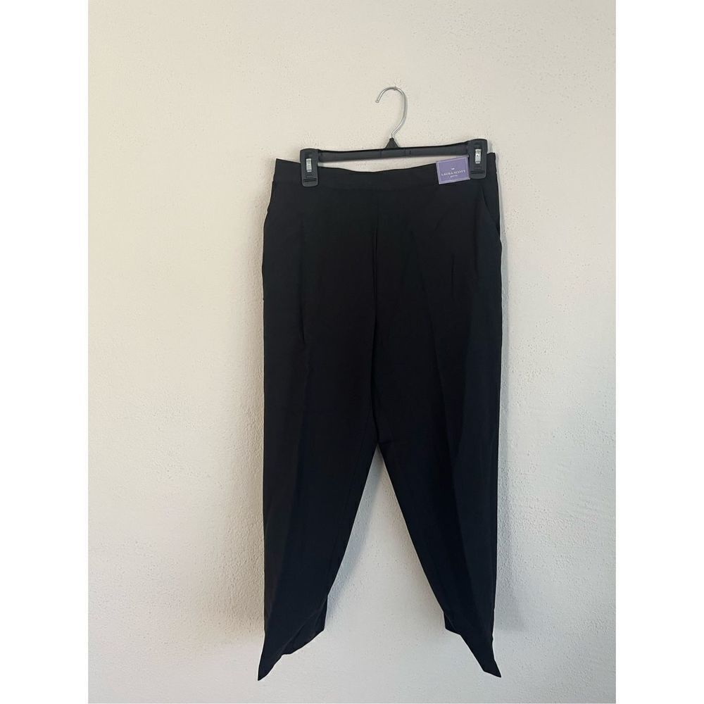 Laura Scott Woman Black Poly Pull On Pant Full Length, Size 10PS